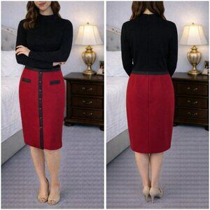 Catherine Deane Narelle Black Maroon Colorblock Midi Dress $565